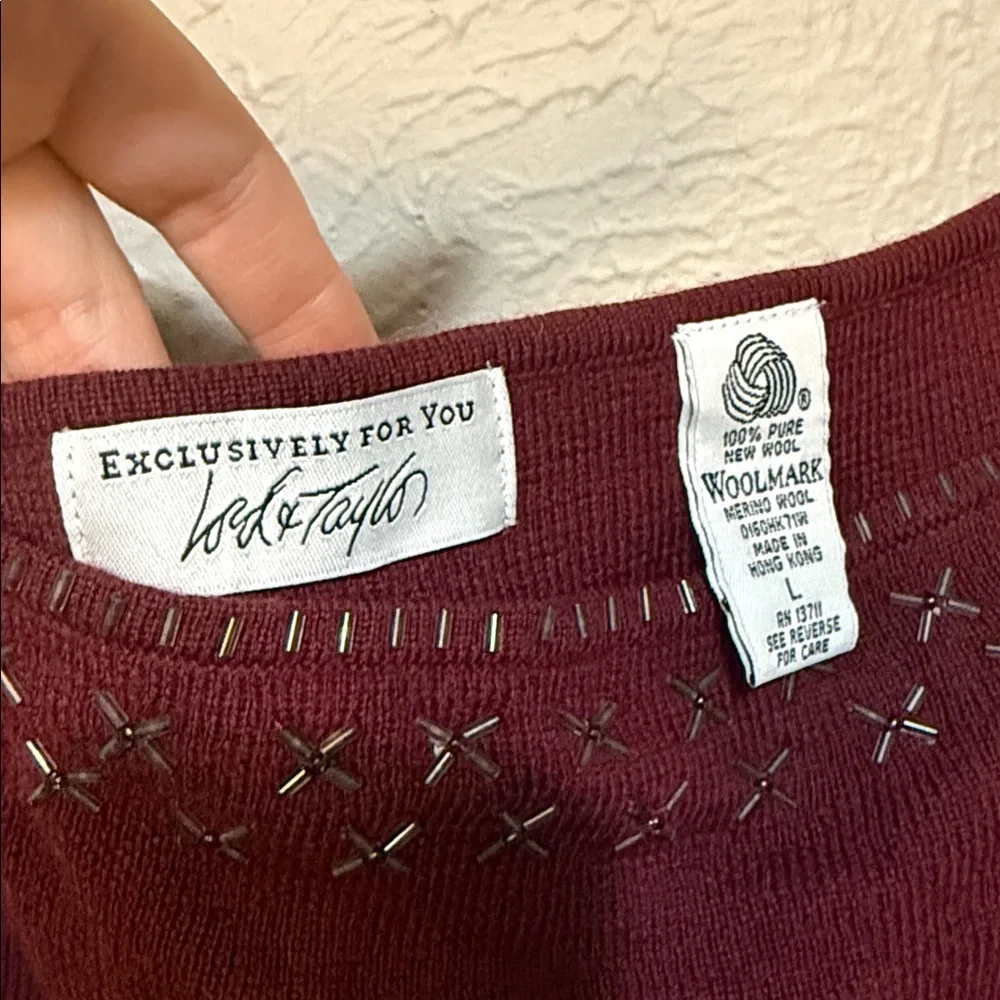 NWT Lord & Taylor Wool Burgundy Camisole Sequin Top - Picture 2 of 4